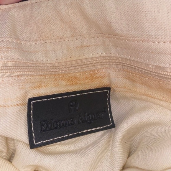 Vintage Etienne Aigner Jute Purse Cream And Blue 13.5” x 7” Vegan 🌱 trim! - Picture 6 of 7